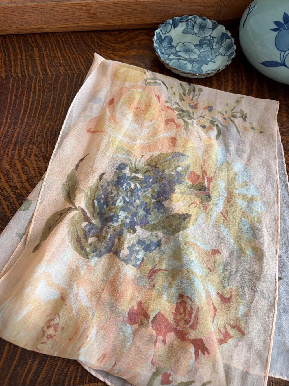 Ellen Tracy Silk Floral Silk Scarf